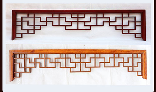庆城中式花格吊顶门楣挂落仿古落地罩在实际案例中的展示