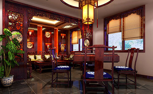 庆城古典中式风格茶楼包间设计装修效果图